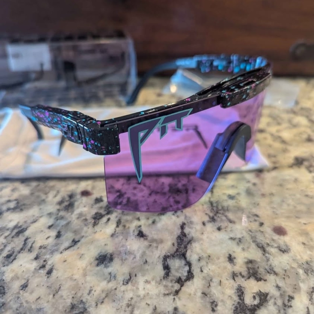 NEW Pit Viper Purple Reign Sunglasses - Black Splatter w/ Purple Lens - 80s